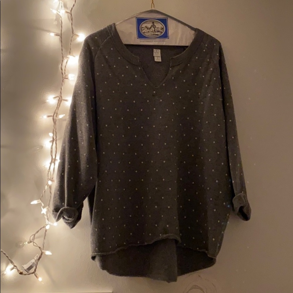 Von Maur polka dot grey sweater